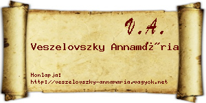 Veszelovszky Annamária névjegykártya